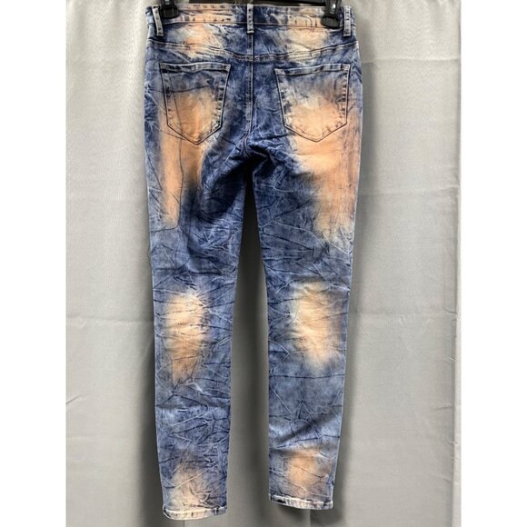 Mystiq Women's Blue/Orange Stretch Skinny Ripped Jeans Size 7 x 30" SKU 5125 - Picture 3 of 7